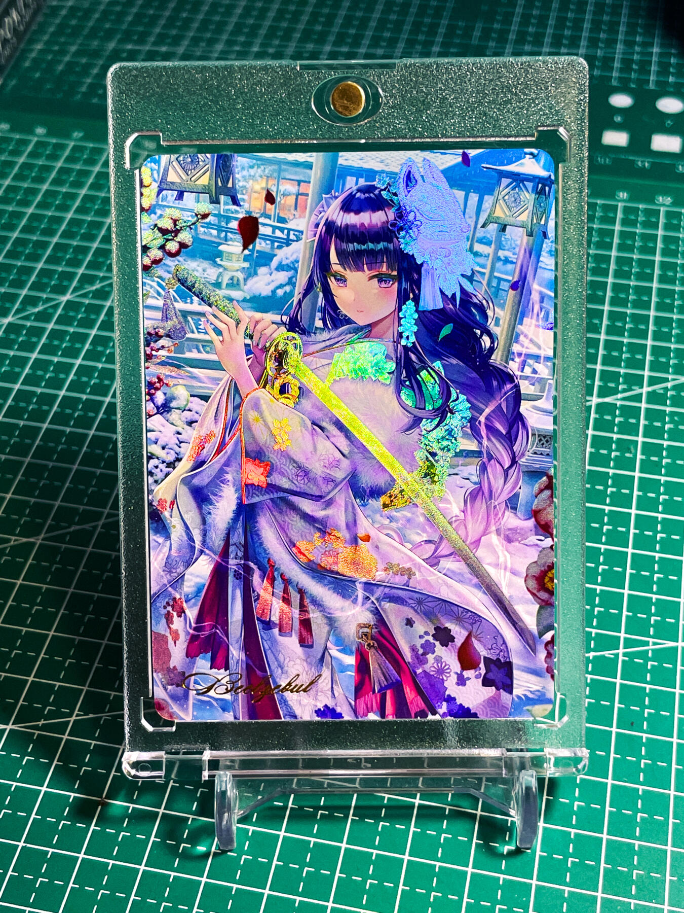 显眼宝24期 个人精选 【带卡砖】燎原卡牌早期T画师原神浮雕彩闪 雷电将军 造型超帅  1张 63*88