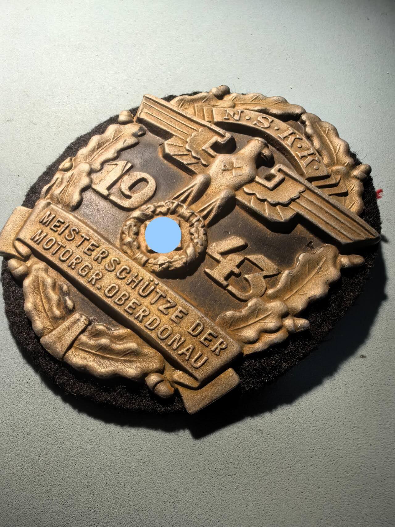 盛世勋华——号角文化勋章邮票专场拍卖第290期 德国（1939）NS运输团（NSKK）1943年上多瑙摩托化部队射击能手章牌 极为少见