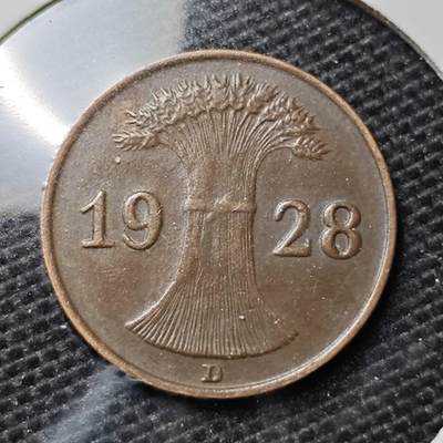 KK钱币收藏小铺 第313期 周末发货 - 1928德国魏玛共和国1芬尼