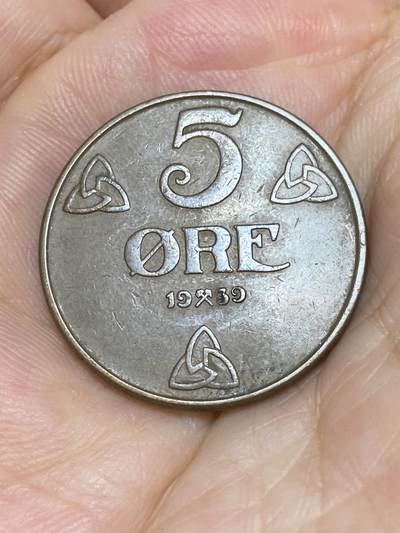 2025年第七十场(总第九十六场）外国好品散币(免佣金) - 挪威🇳🇴1939年5欧尔(哈康七世时期第二版)