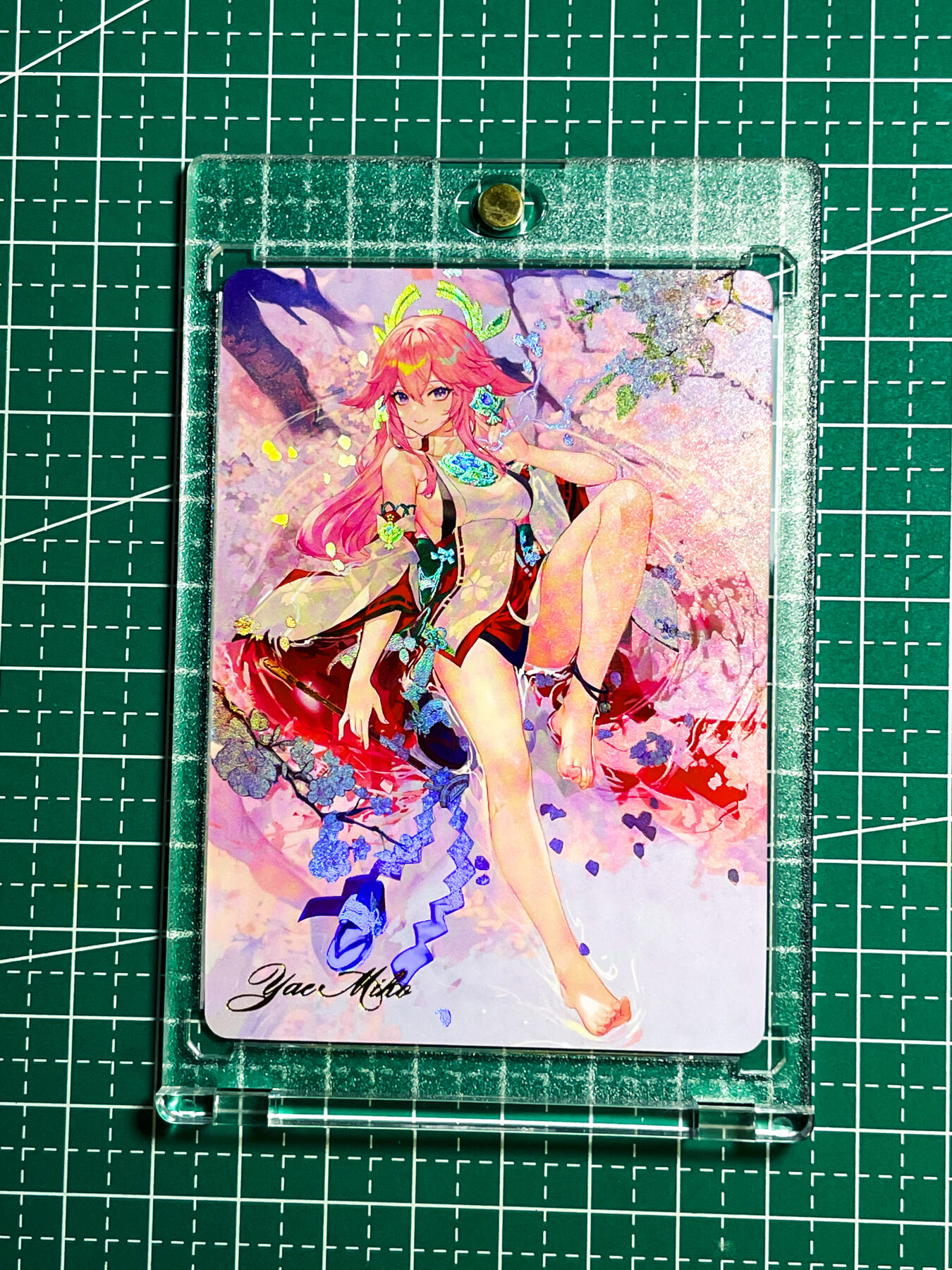 显眼宝24期 个人精选 【带卡砖】驴歪歪卡牌 原神 八重神子 落花版 1张 晚霞折光闪  工艺体验    63*88