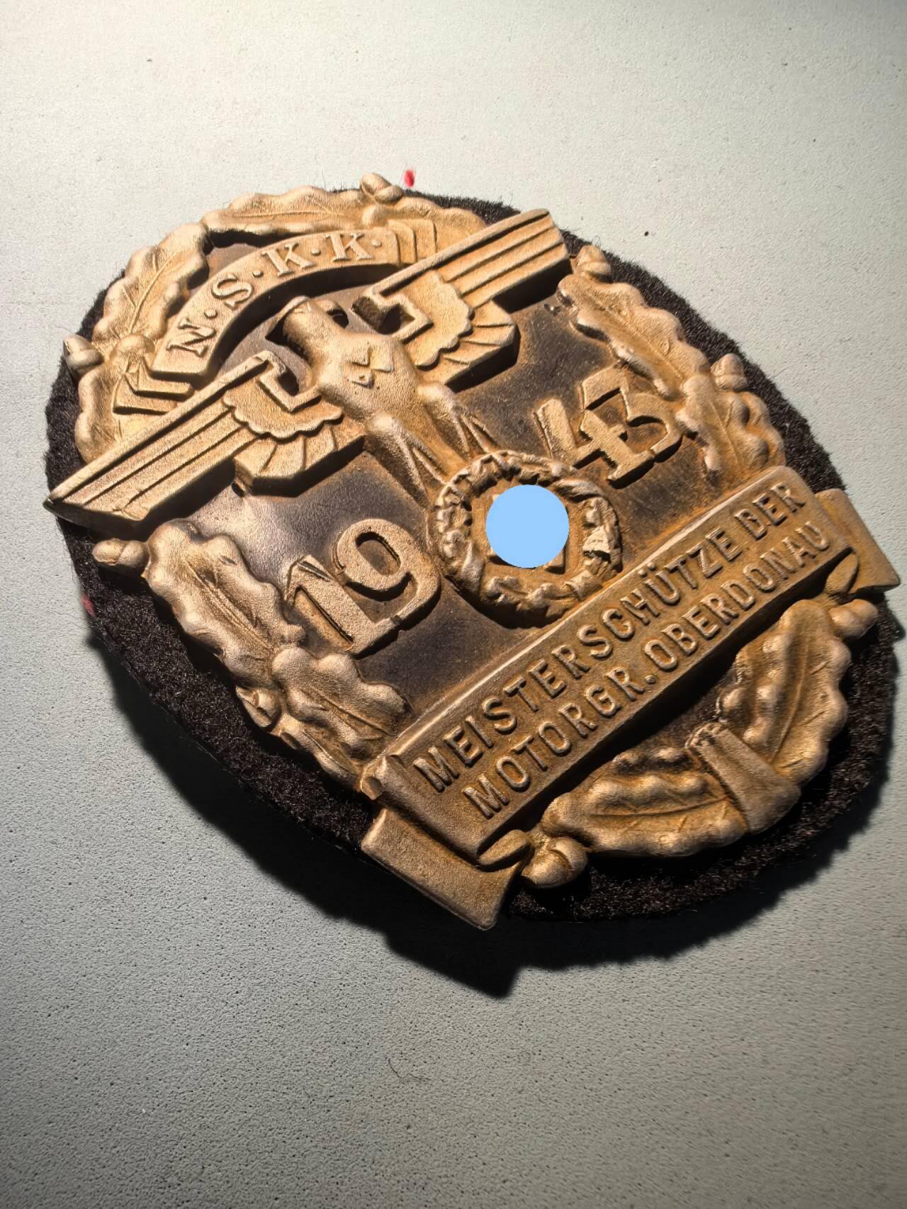 盛世勋华——号角文化勋章邮票专场拍卖第290期 德国（1939）NS运输团（NSKK）1943年上多瑙摩托化部队射击能手章牌 极为少见