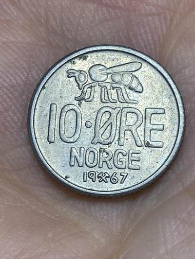 2025年第七十场(总第九十六场）外国好品散币(免佣金) - 挪威🇳🇴1967年10欧尔(奥拉夫五世时期第一套)