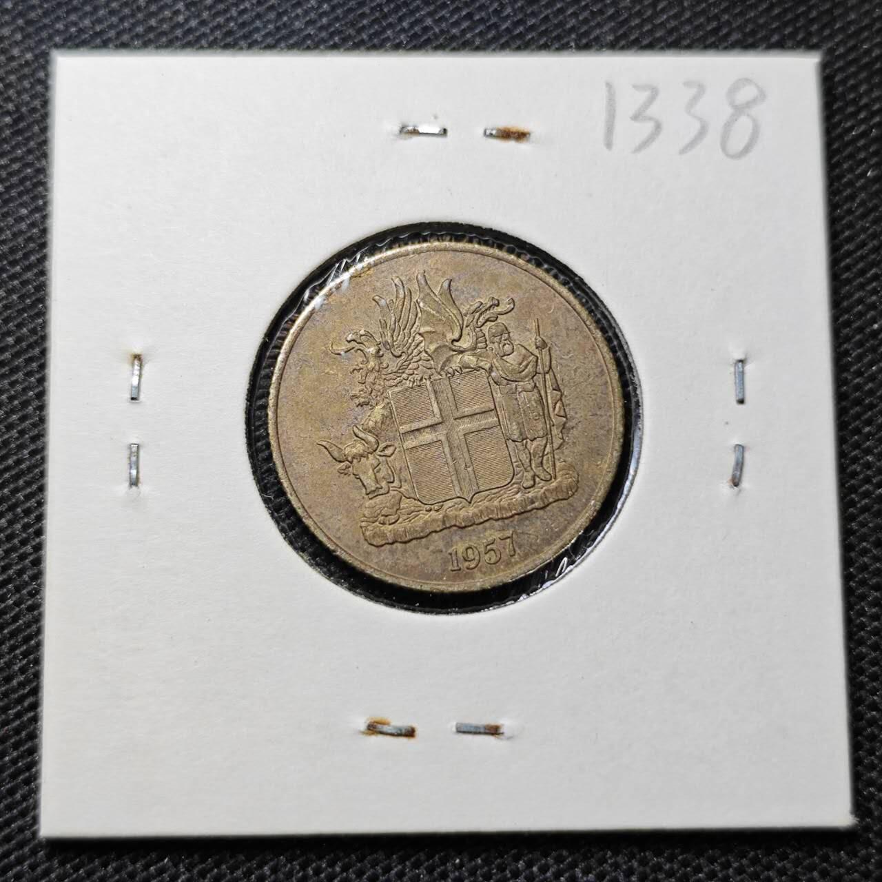 KK钱币收藏小铺 第313期 周末发货 1957冰岛1克朗 
