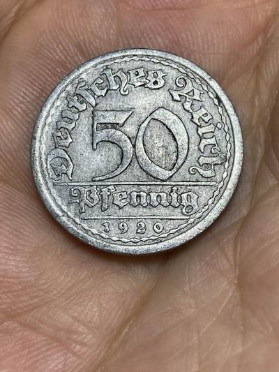 2025年第七十场(总第九十六场）外国好品散币(免佣金) - 德意志魏玛共和国1920年50芬尼(J标，汉堡造)