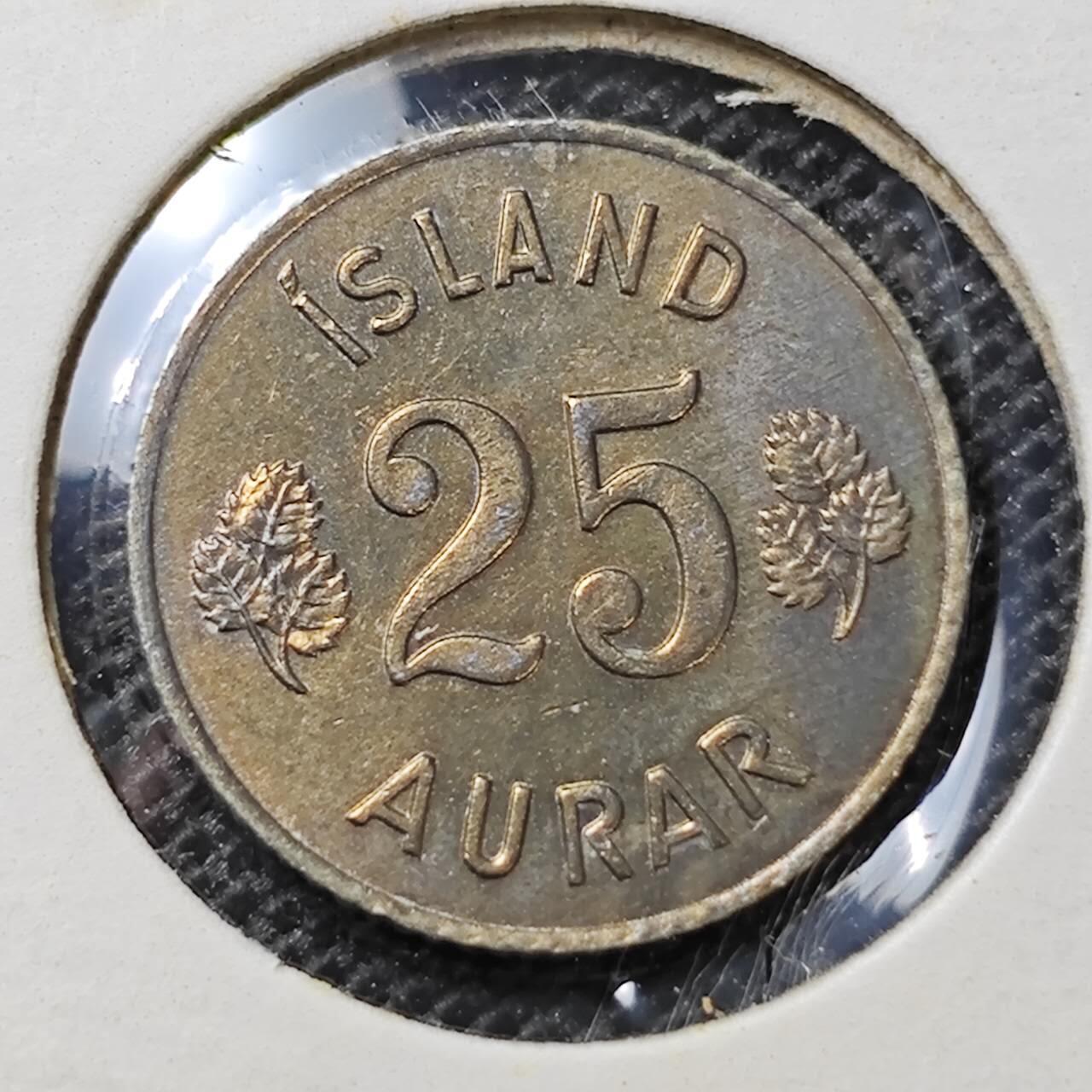 KK钱币收藏小铺 第313期 周末发货 1965冰岛25奥拉