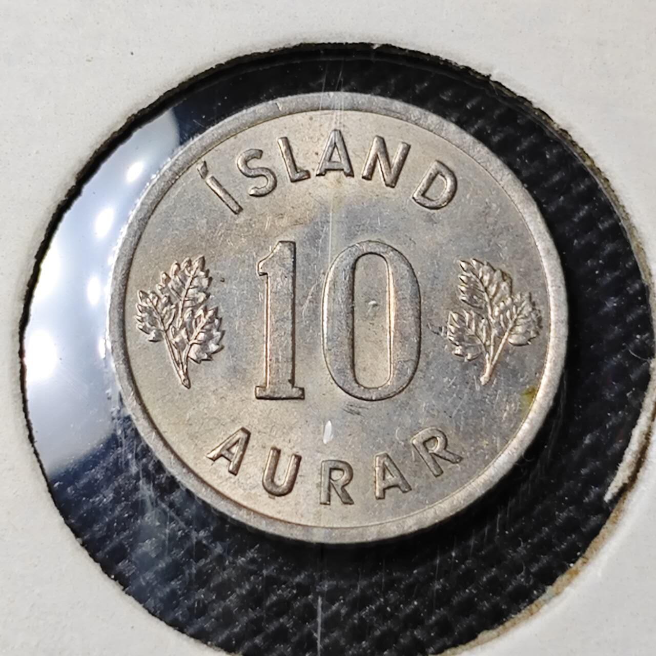 KK钱币收藏小铺 第313期 周末发货 1966冰岛10奥拉 好品