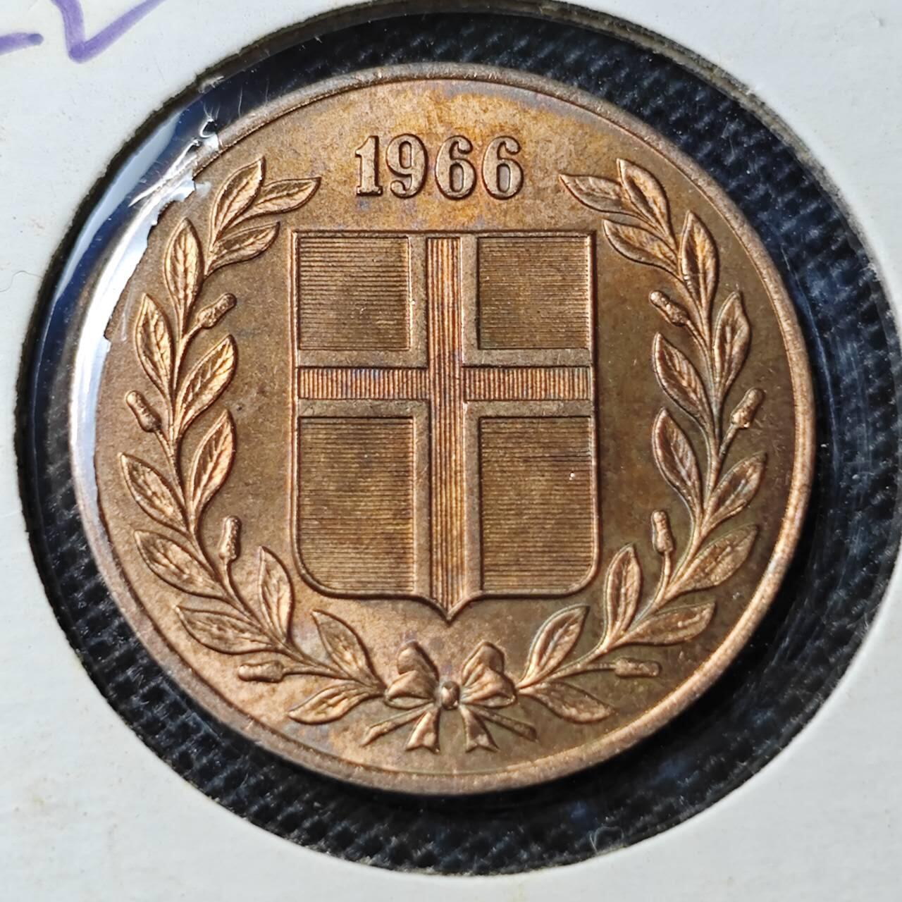 KK钱币收藏小铺 第313期 周末发货 1966冰岛5奥拉 