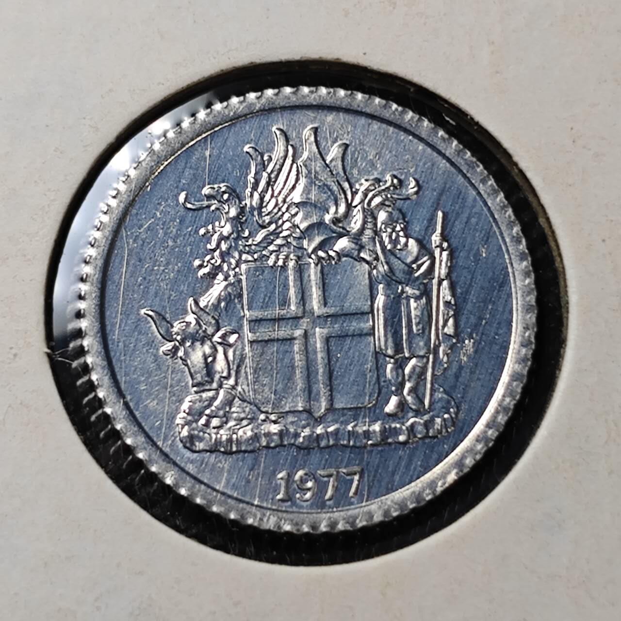 KK钱币收藏小铺 第313期 周末发货 1977冰岛1克朗