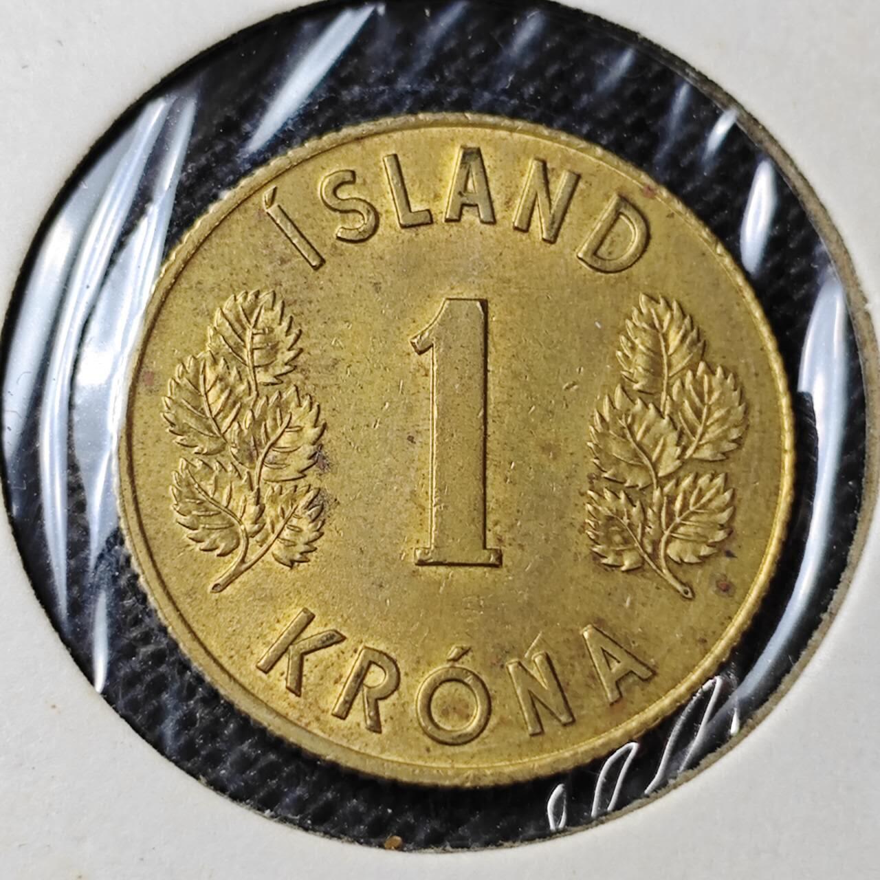 KK钱币收藏小铺 第313期 周末发货 1962冰岛1克朗 