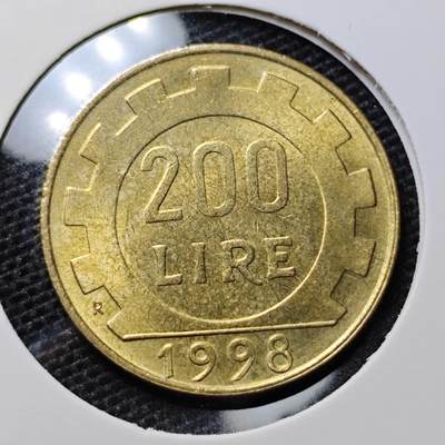 KK钱币收藏小铺 第313期 周末发货 - 1998意大利200里拉 好品铜币