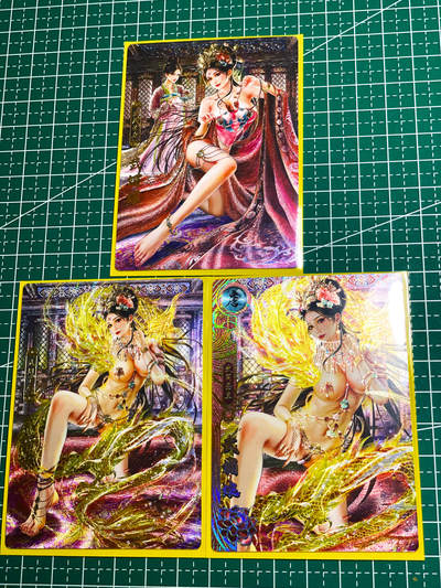 显眼宝24期 个人精选 - 卡玩帕克 百花谱  武则天 著名绒则天 金龙卡 一套三张   粗闪工艺 63*88
