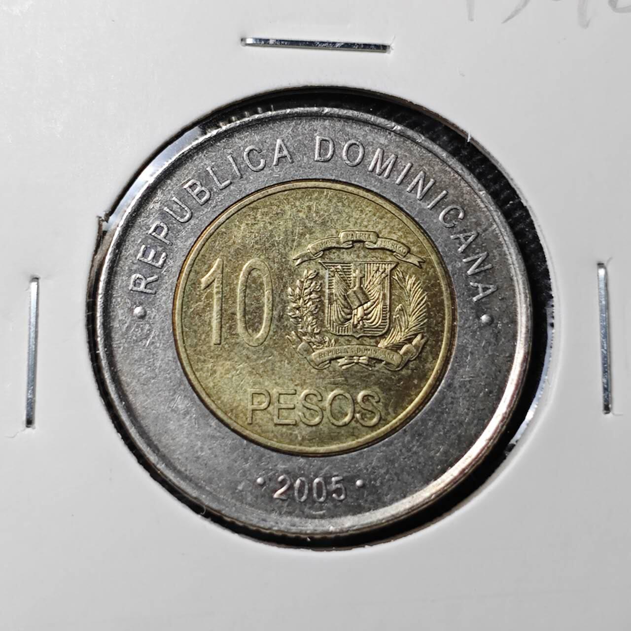 KK钱币收藏小铺 第313期 周末发货 2005多米尼加10比索 