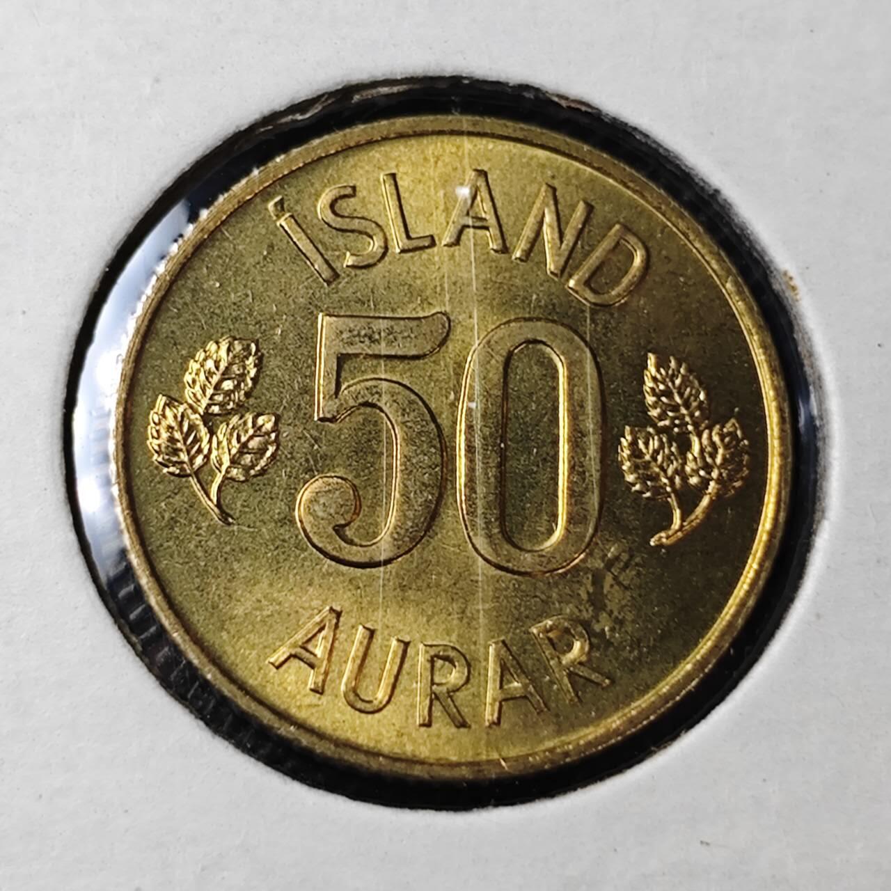 KK钱币收藏小铺 第313期 周末发货 1974冰岛50奥拉 好品铜币