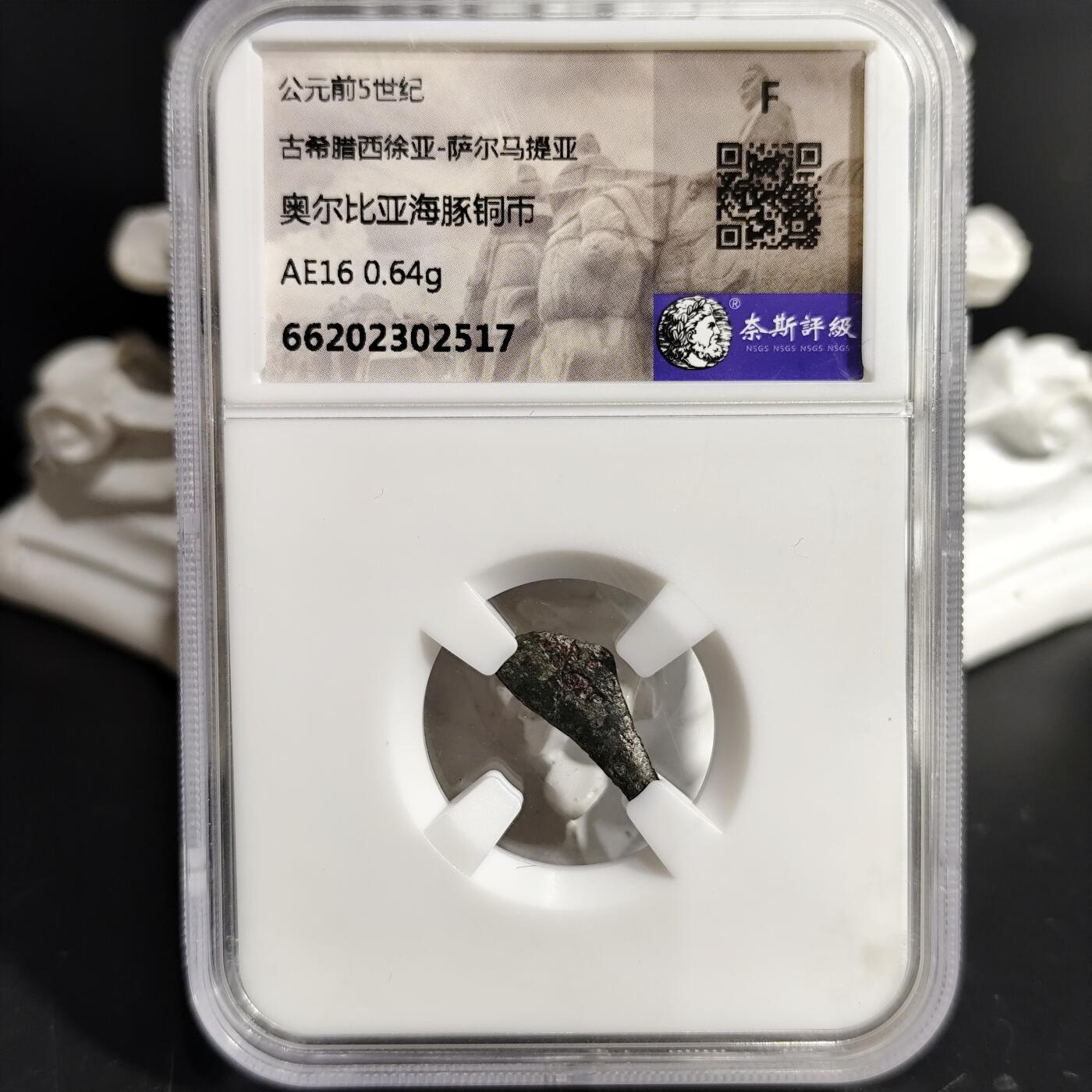 希腊罗马丝路打制币化石【中外钱币放漏】专场！陆小鱼的钱币仓，限时拍卖第071场 公元前5世纪古希腊 奥尔比亚海豚铜币（古希腊独有非打制币）