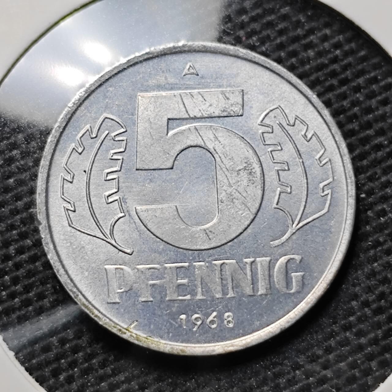 KK钱币收藏小铺 第313期 周末发货 1968民主德国5芬尼 好品