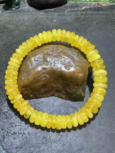 精美天然乌料蜜蜡隔片手串1条！， - 精美天然乌料蜜蜡隔片手串1条！，