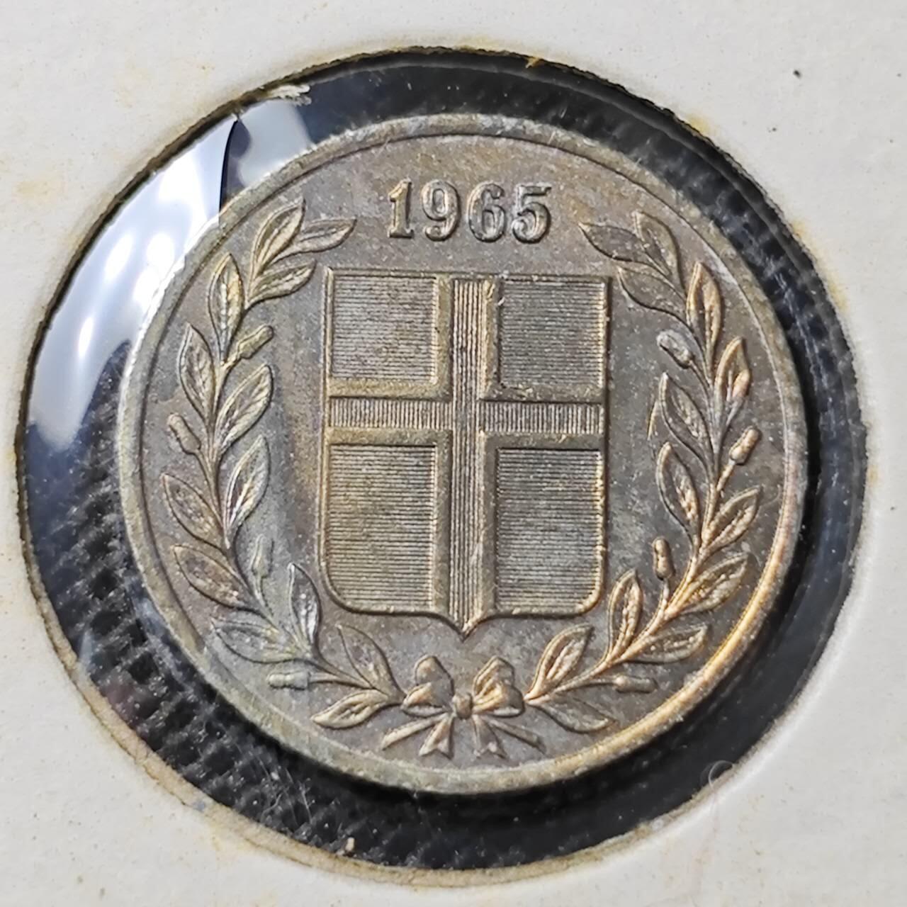 KK钱币收藏小铺 第313期 周末发货 1965冰岛25奥拉