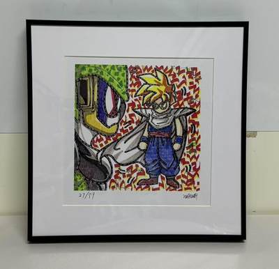 零元拍：歪歪亲笔签名 OWSON 系列作品装饰画《悟饭和沙鲁》，已做装裱 合金相框尺寸25/25CM。因展品出展，镜框或亚克力可能有轻微划痕，介意勿拍 - 零元拍：歪歪亲笔签名 OWSON 系列作品装饰画《悟饭和沙鲁》，已做装裱 合金相框尺寸25/25CM。因展品出展，镜框或亚克力可能有轻微划痕，介意勿拍