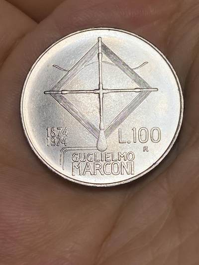 2025年第七十场(总第九十六场）外国好品散币(免佣金) - 意大利🇮🇹1974单年份100里拉(无线电之父“古列尔莫·马可尼”诞辰100周年纪念币)