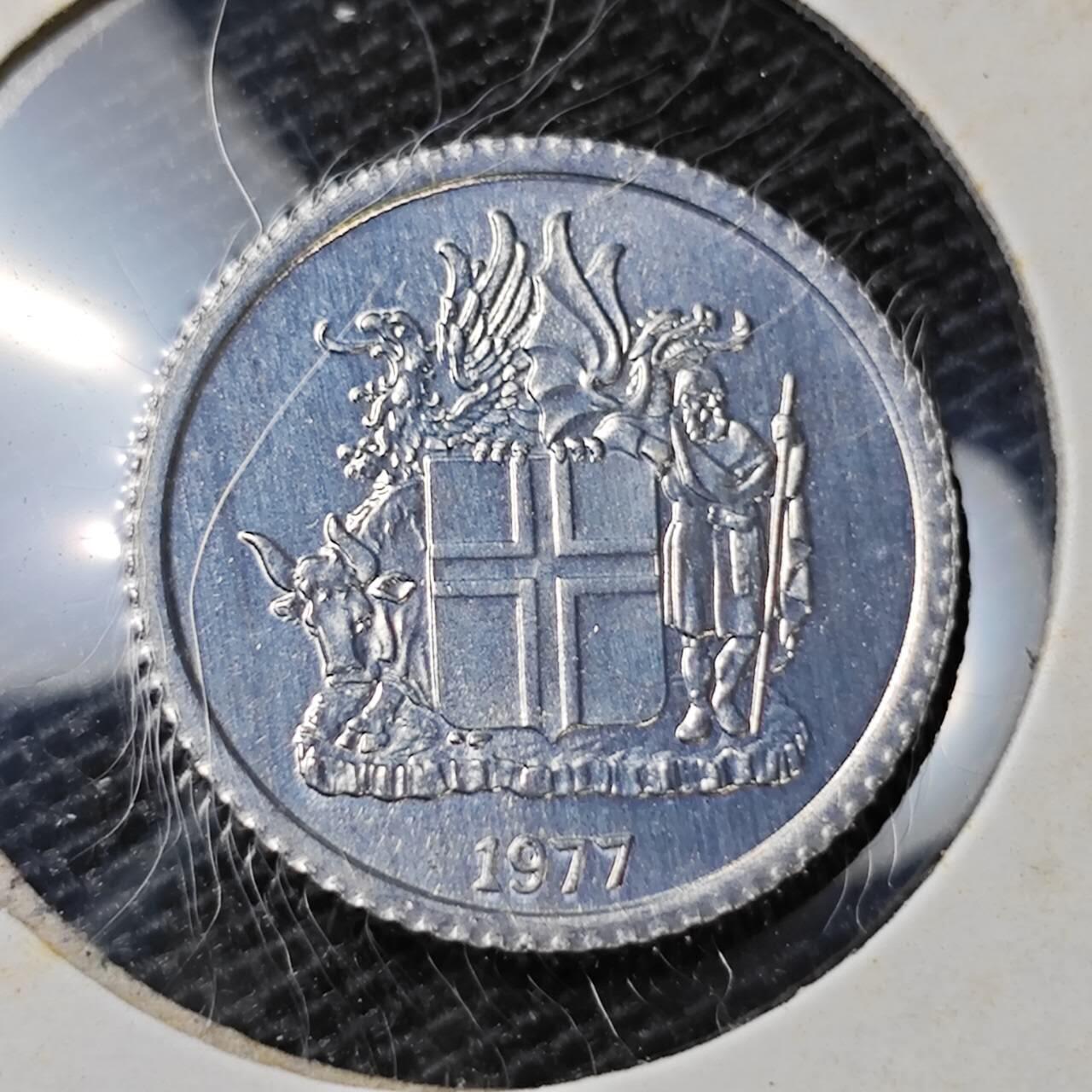 KK钱币收藏小铺 第313期 周末发货 1977冰岛1克郎 