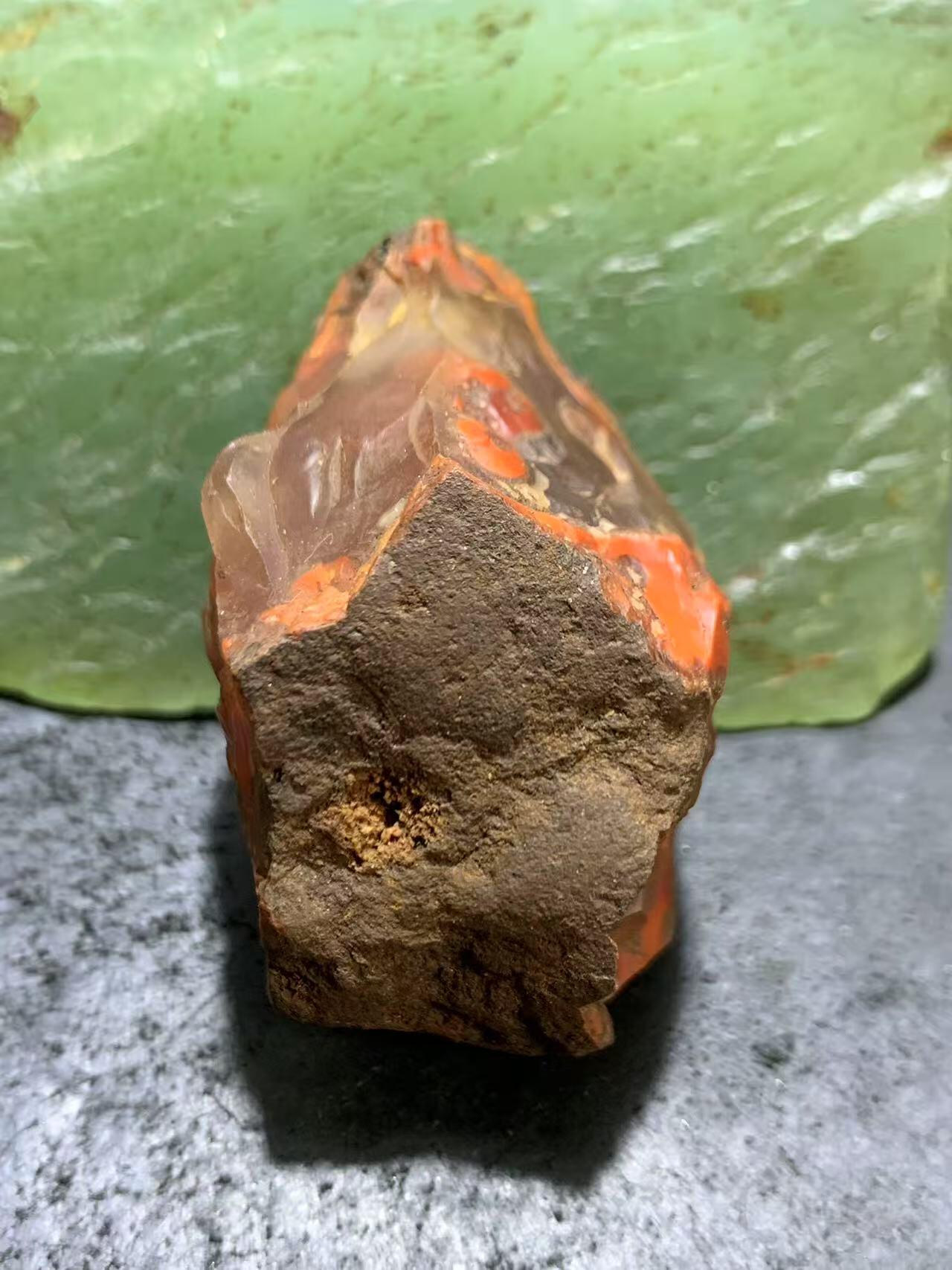 精美原皮荔枝冻飘柿子红大开窗料南红玛瑙原石一颗