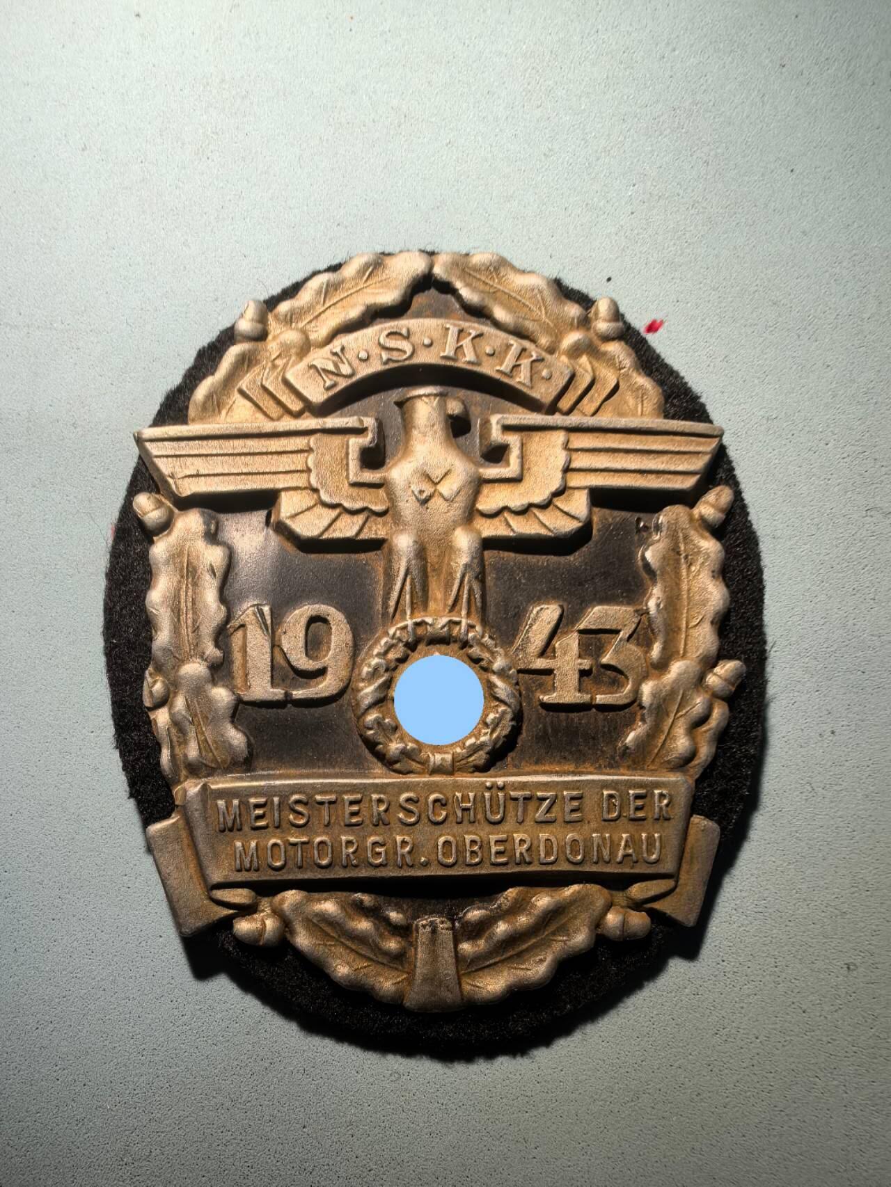 盛世勋华——号角文化勋章邮票专场拍卖第290期 德国（1939）NS运输团（NSKK）1943年上多瑙摩托化部队射击能手章牌 极为少见