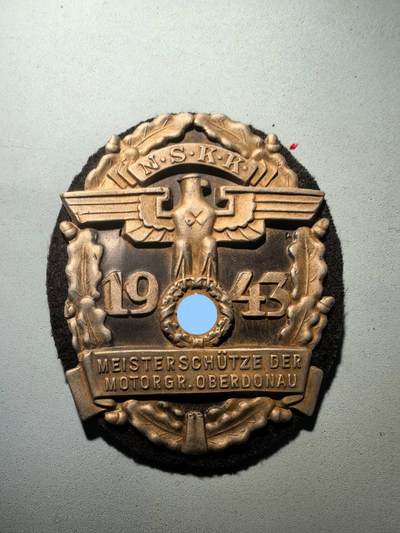 盛世勋华——号角文化勋章邮票专场拍卖第271期 - 德国（1939）NS运输团（NSKK）1943年上多瑙摩托化部队射击能手章牌 极为少见