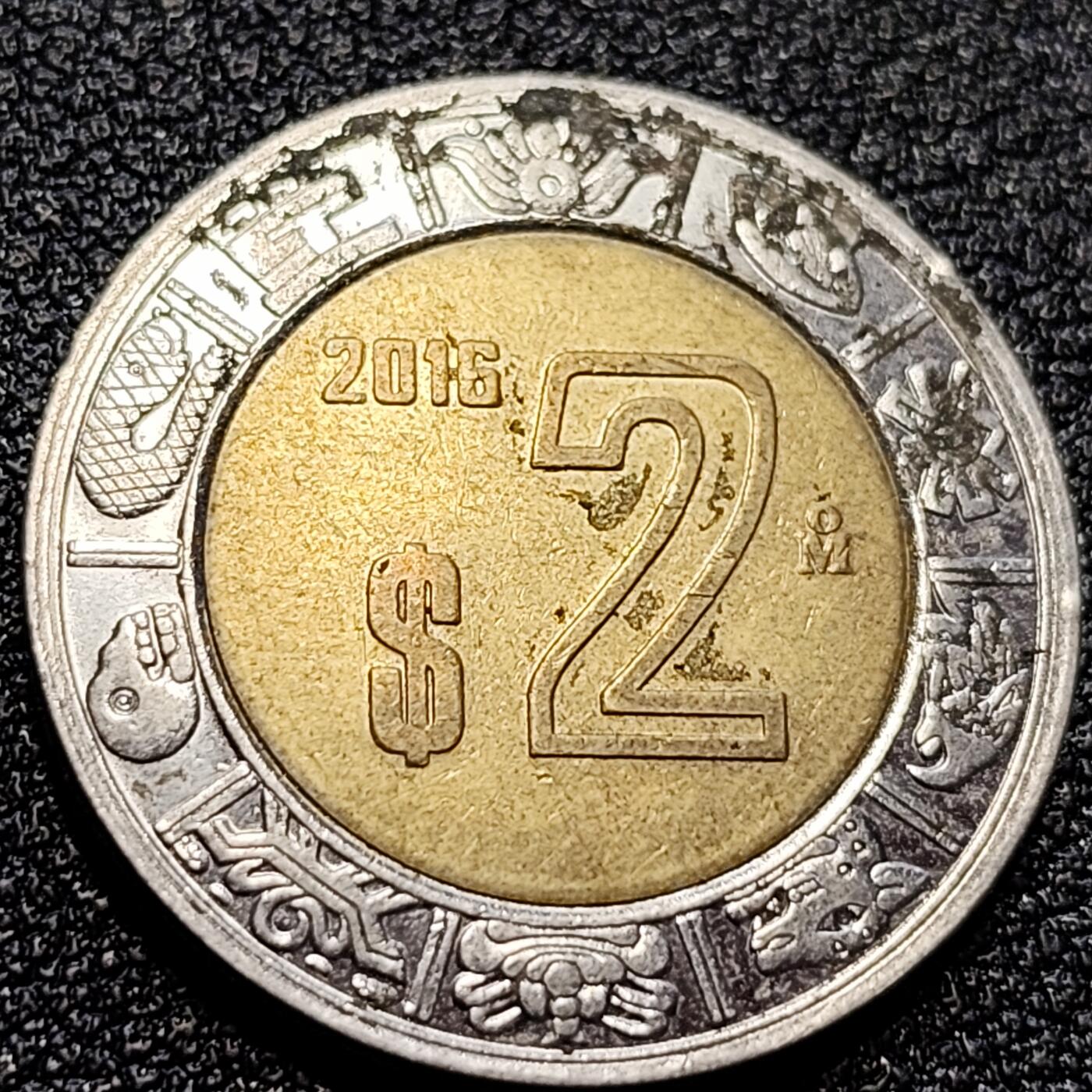 泉币菌-第65场-精品场 墨西哥2比索 23mm 玛雅鹰蛇双色币