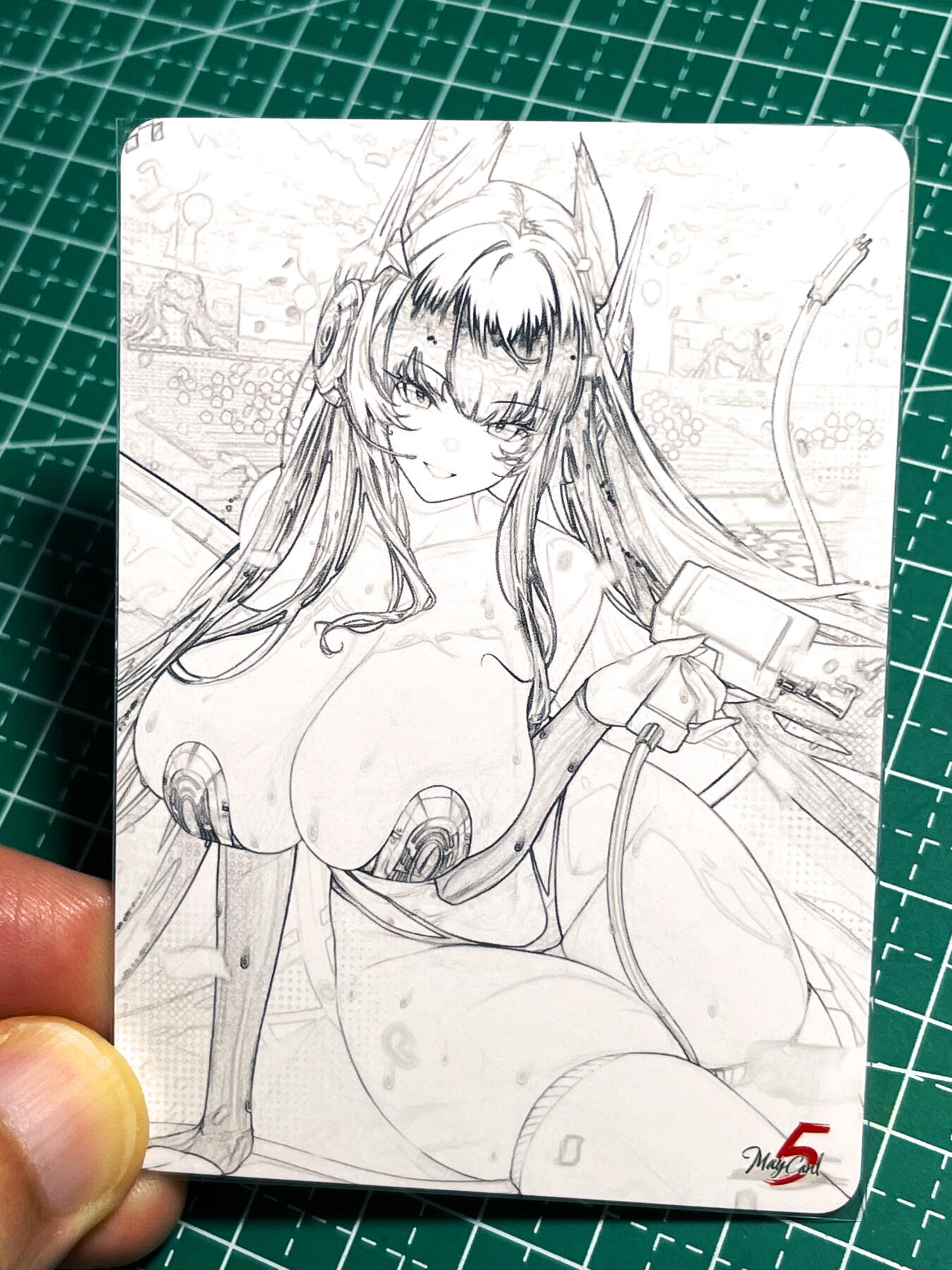 显眼宝24期 个人精选 五月卡牌   碧蓝美女线描系列    1张   粗闪精扣工艺   大卡尺寸63*88 4号