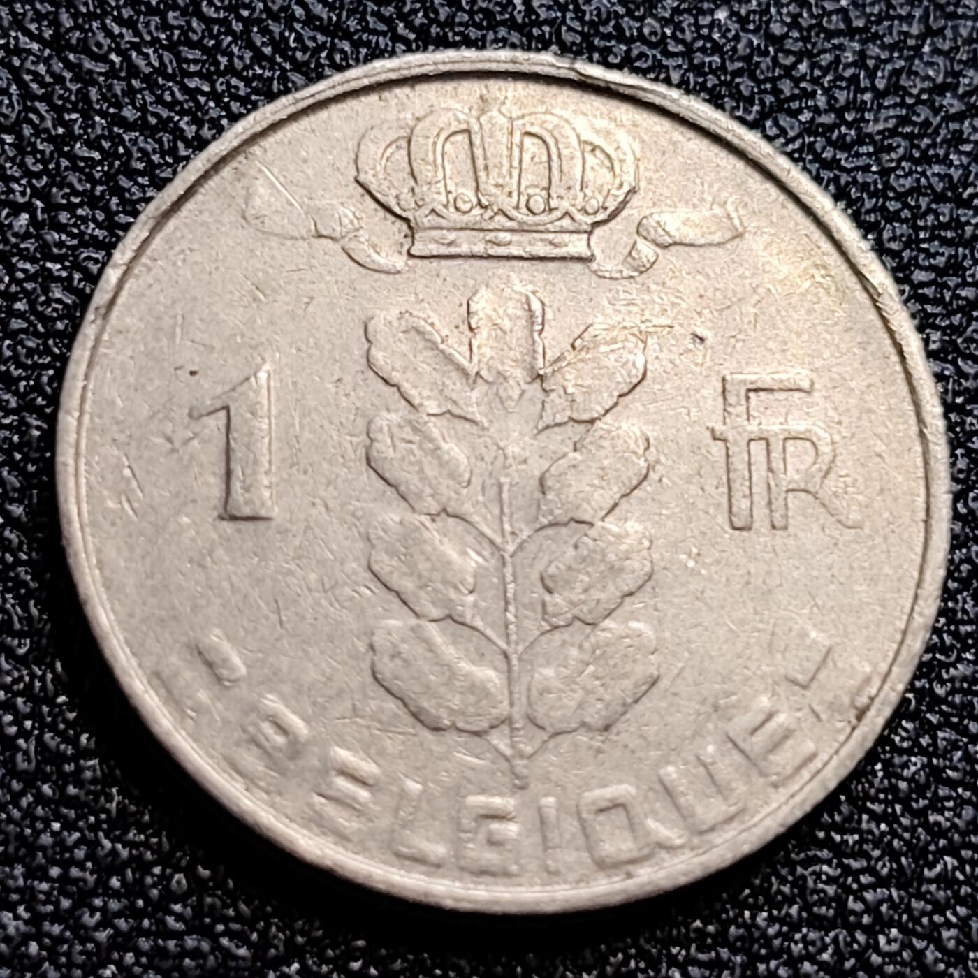 泉币菌-第65场-精品场 比利时1965年1法郎铜镍币（佛兰芒文版BELGIË），谷物女神