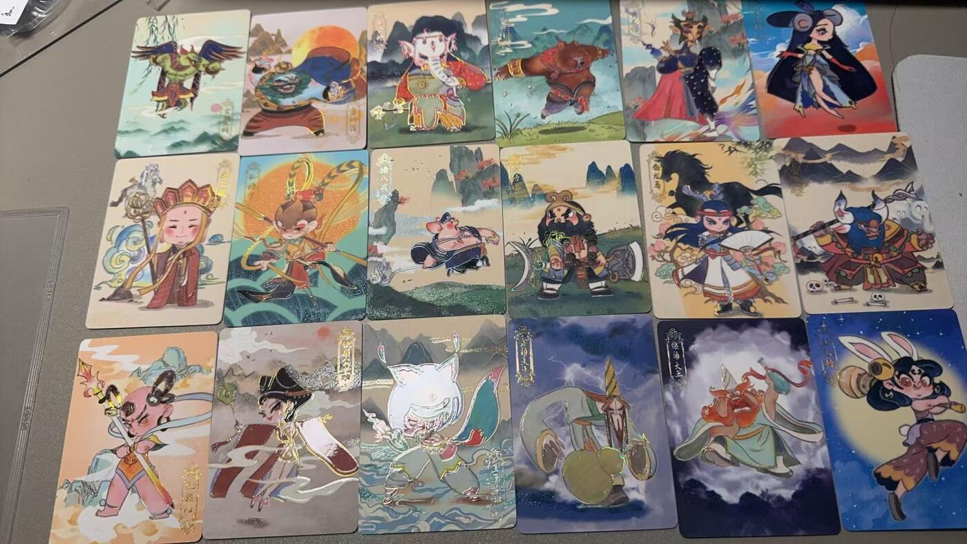 龙虎卡牌第四十七场 （无佣金，满120包邮，欢迎送拍） 幻金烫边卡18张全 趣卡社 西游记 Q版妖怪卡一套