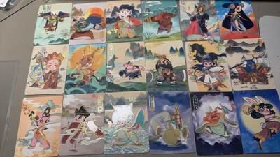 龙虎卡牌第四十七场 （无佣金，满120包邮，欢迎送拍） - 幻金烫边卡18张全 趣卡社 西游记 Q版妖怪卡一套