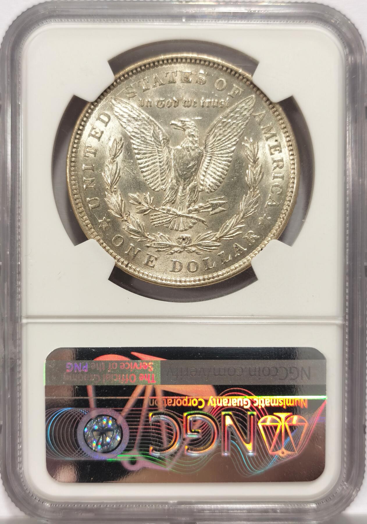 博洋堂德系小专场暨第132期（全场包邮） 1921年美国摩根银币NGC-UNCD，原汁原味淡彩老包浆，打制深峻，币面清爽干净又舒适，状态极佳，疑似错杀。