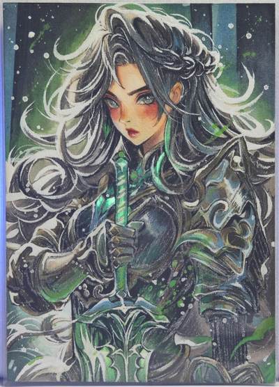 白泽拍卖卡牌手绘专场第21期（七月将残暑未收， 晚凉庭院独登楼） - 2024 倾梦工作室手绘卡 魔法女战士3 蘇木亲签