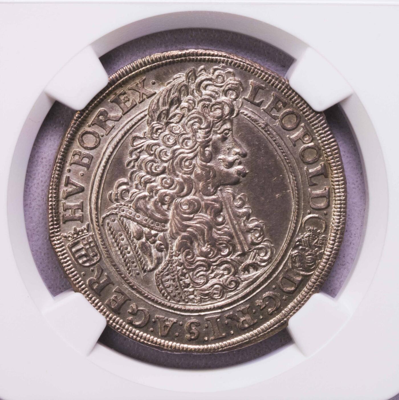 NGC-MS62 1700匈牙利神罗利奥波德大卷毛半泰勒银币
