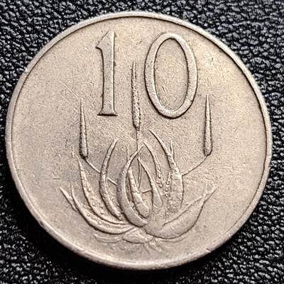 泉币菌-第61场-各国老币铜币场 - 南非1965年10分 范里贝克 芦荟 英文版 镍币 20.7mm