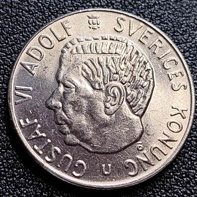 泉币菌-第61场-各国散币场 - 原光UNC  瑞典 1971年1克朗 古斯塔夫六世国王 25mm 