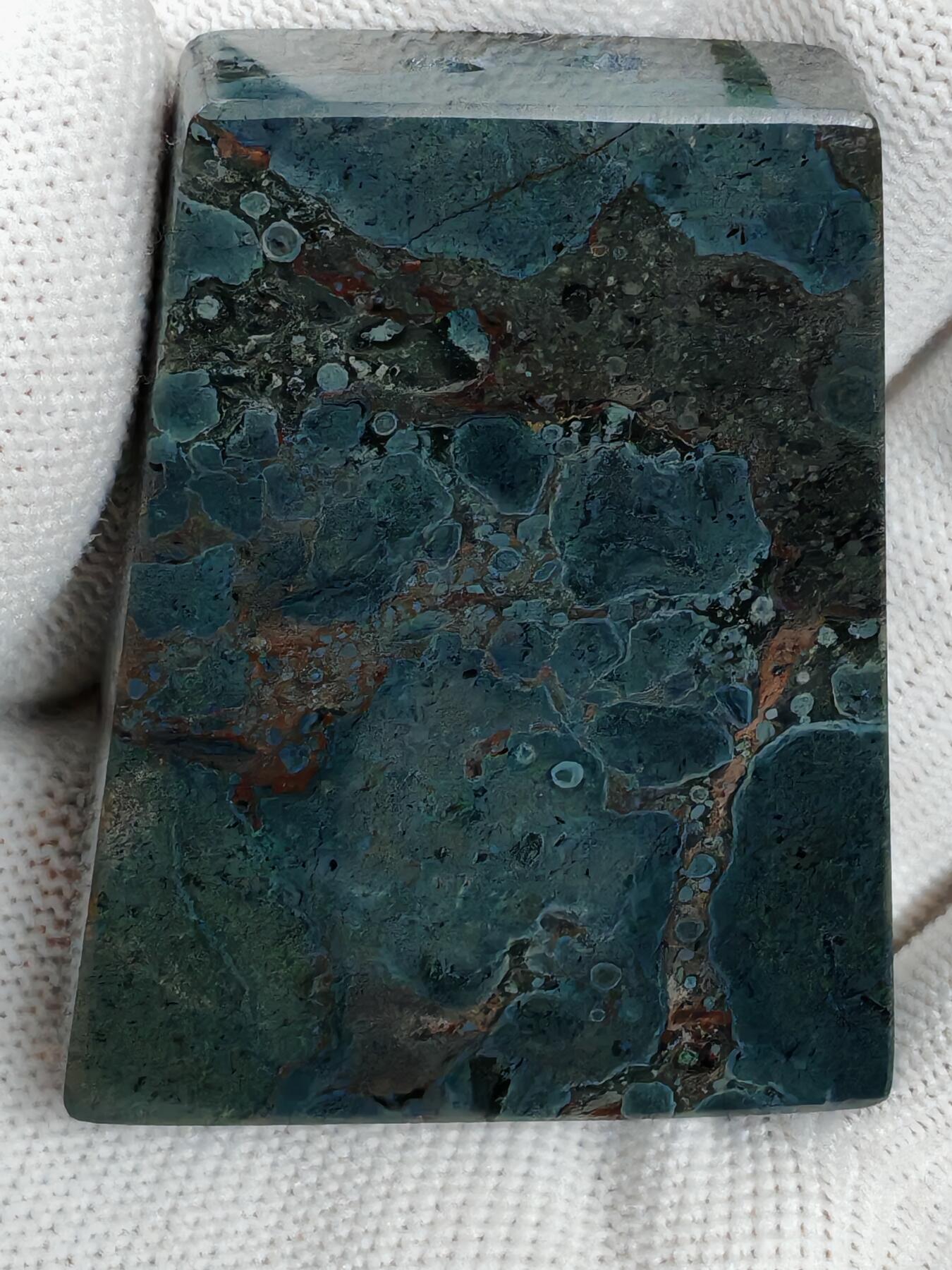 精品画面石蓝莓星斑球粒无事牌挂坠(44018)尺寸55*43*13mm重量78g