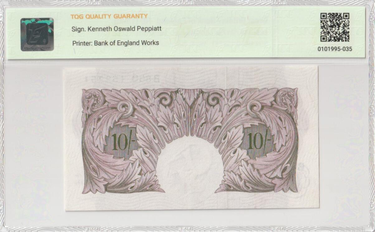 2025七月第三期（总185期） 英格兰战时A序列10先令TQG58分雷达号152251，有别于战前战后普通的红色版本用紫色印刷