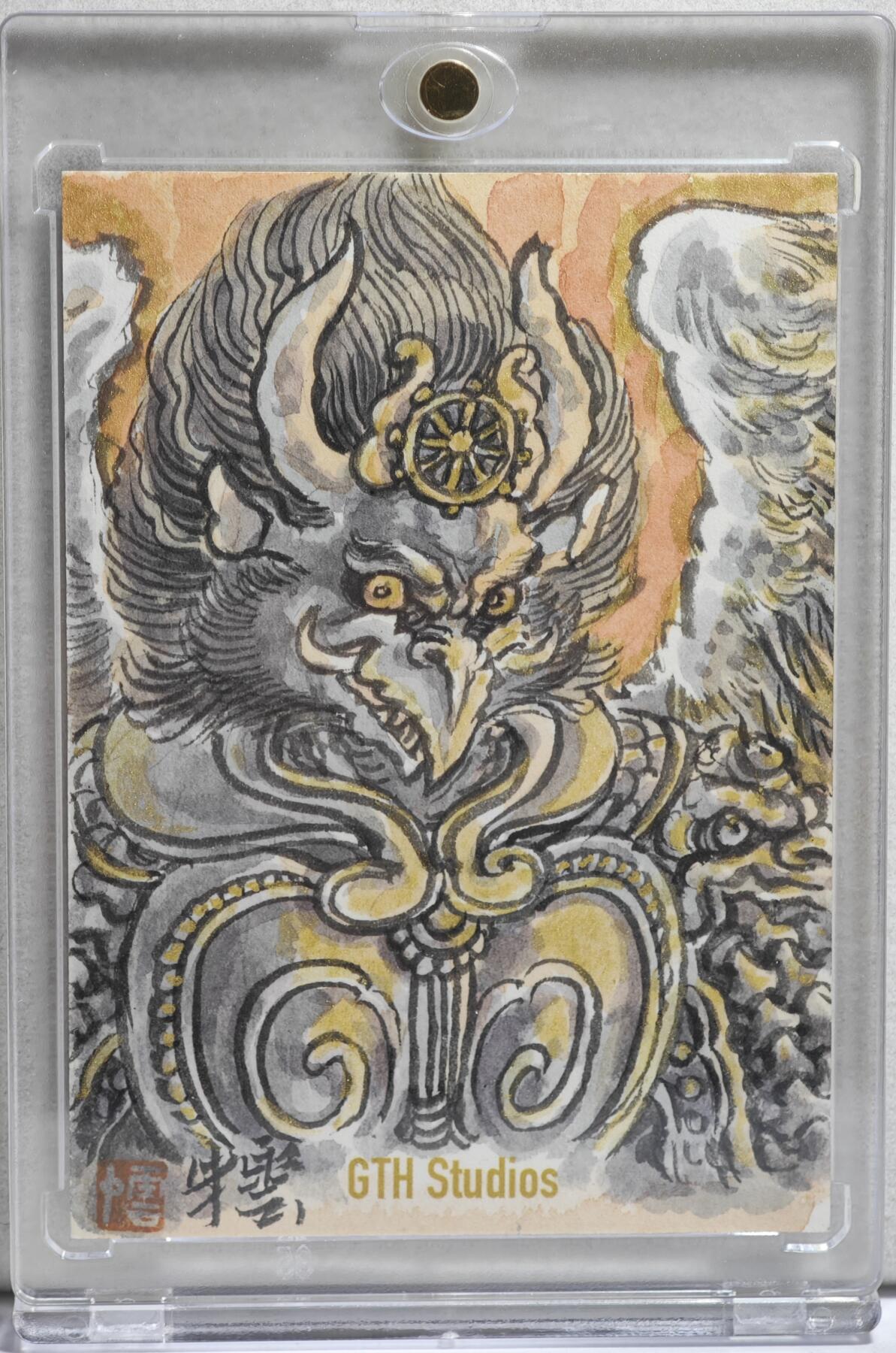 白泽拍卖卡牌手绘专场第21期（七月将残暑未收， 晚凉庭院独登楼） 2024 GTH Studios手绘卡 大鹏鸟 李云中亲签 卡砖封装