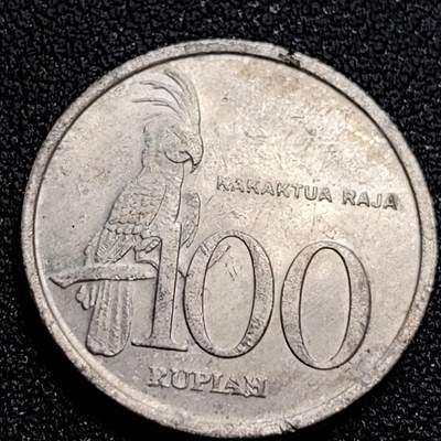 泉币菌-第62场-各国散币场 - 印度尼西亚100卢比铝币 凤头鹦鹉 23mm