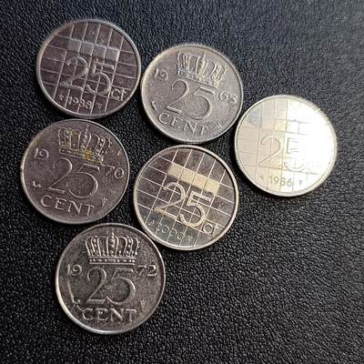 泉币菌-第61场-各国老币铜币场 - 荷兰币 6枚