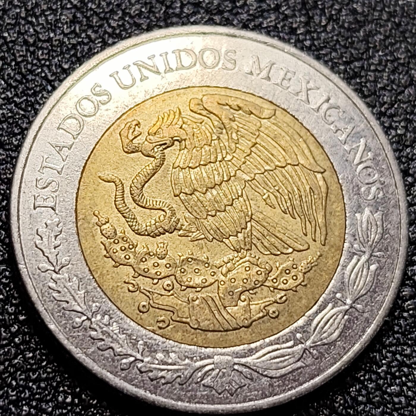 泉币菌-第65场-精品场 墨西哥2比索 23mm 玛雅鹰蛇双色币