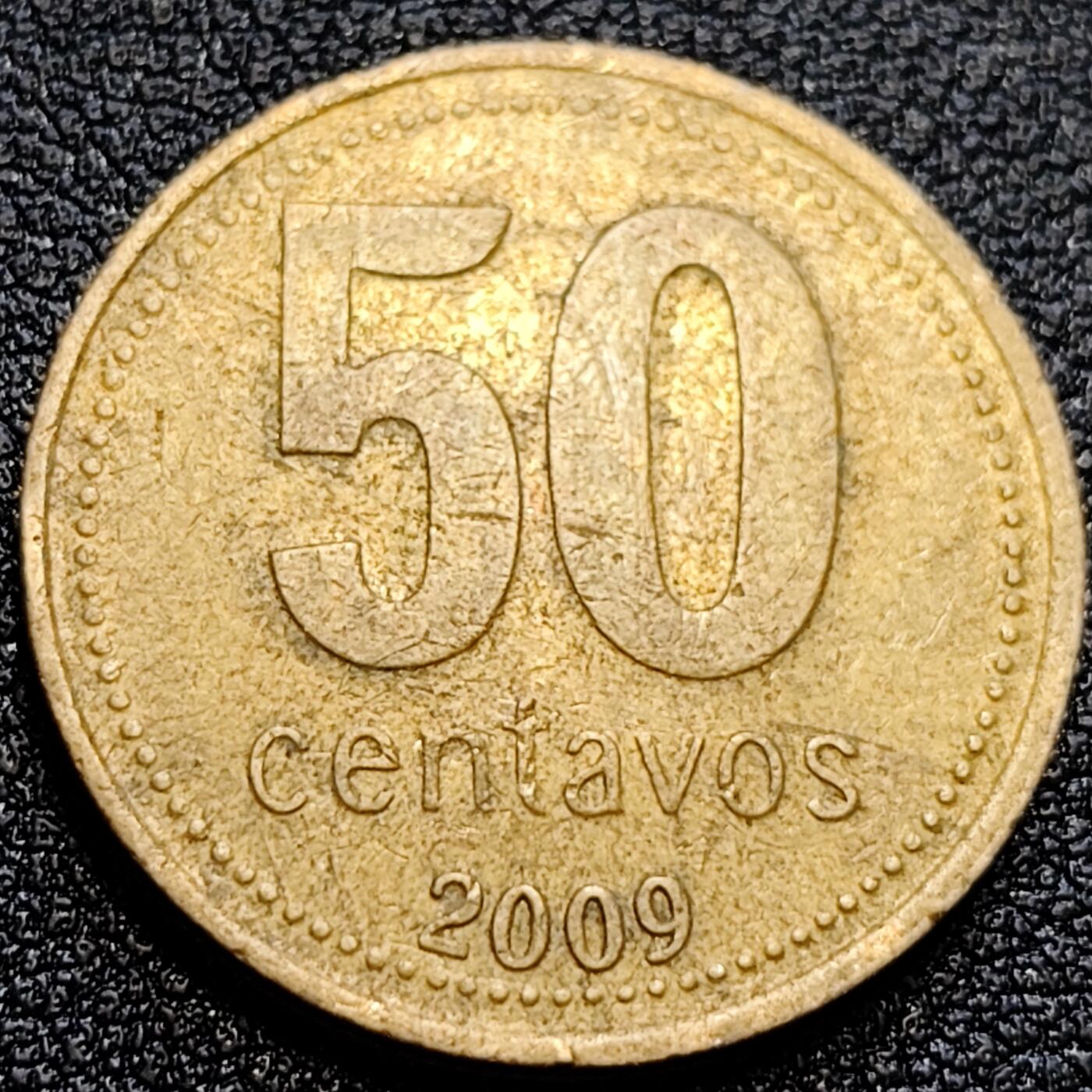 泉币菌-第61场-各国散币场 阿根廷2009年50分铝青铜硬币25.2mm图库曼的历史之家
