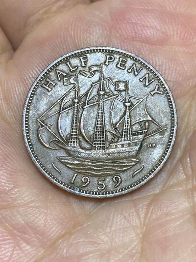 2025年第七十场(总第九十六场）外国好品散币(免佣金) - 英国🇬🇧1959年半便士(伊丽莎白二世青年桂冠)