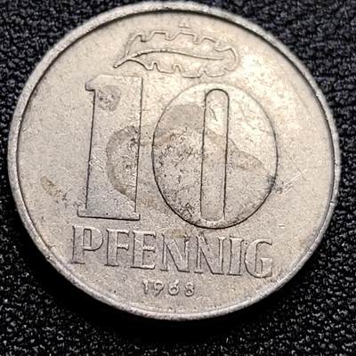 泉币菌-第61场-各国散币场 - 东德 民主德国1968年10芬尼铝币 A厂 21mm