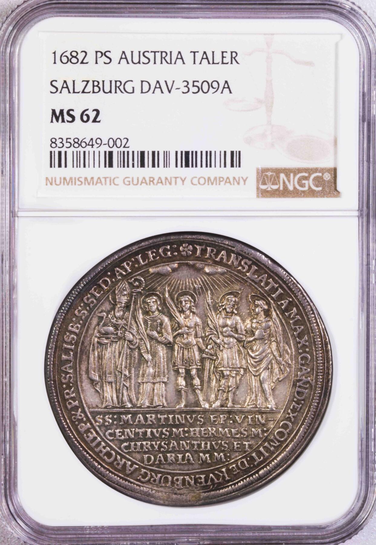 NGC-MS62 1682萨尔茨堡主教区建立泰勒大银币
