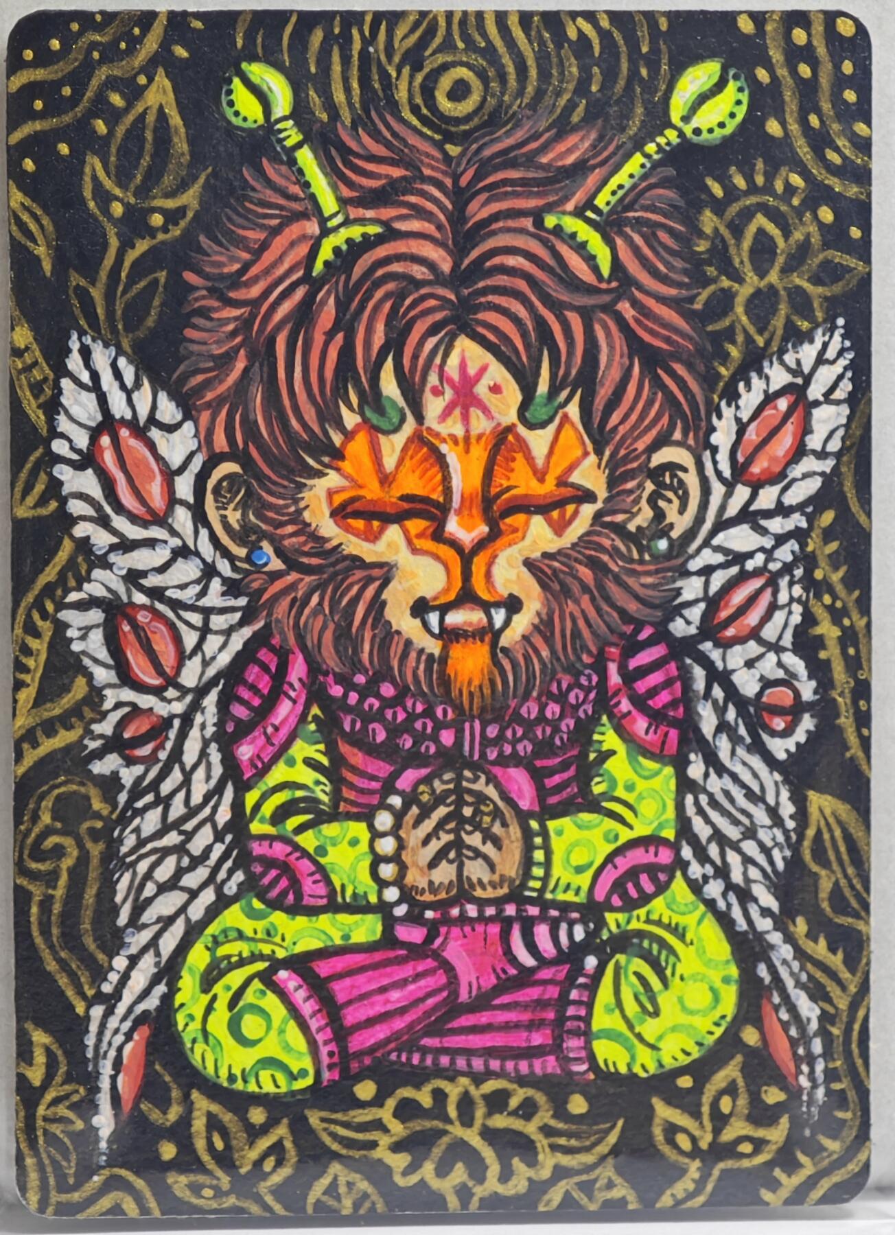 白泽拍卖卡牌手绘专场第21期（七月将残暑未收， 晚凉庭院独登楼） 2025 DREAMWORLD手绘卡 狮王 任河亲签