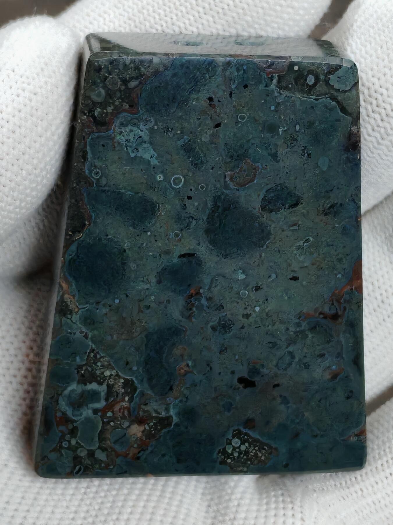 精品画面石蓝莓星斑球粒无事牌挂坠(44018)尺寸55*43*13mm重量78g